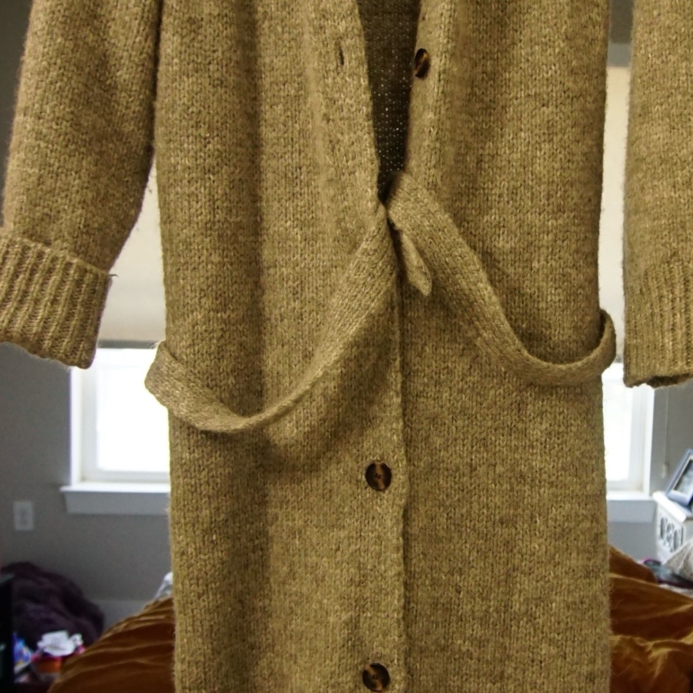 ZARA Grey Open Knit Cardigan with Button